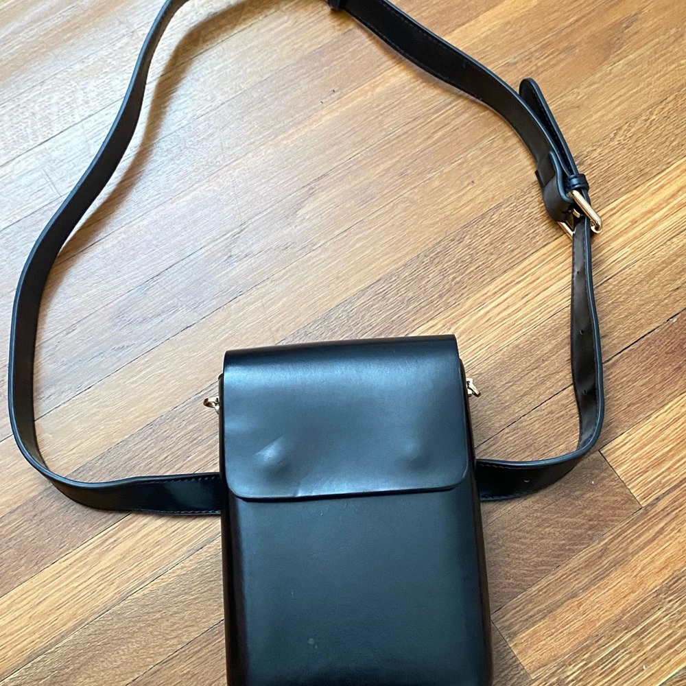 22C-Black Leather Crossbody Belt Bag -  Shoulder Bag